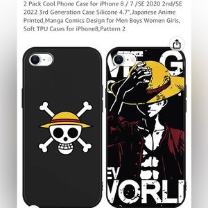 NWOT 2 pack anime manga comic design soft TPU cases iphone SE-  luffy onepiece
